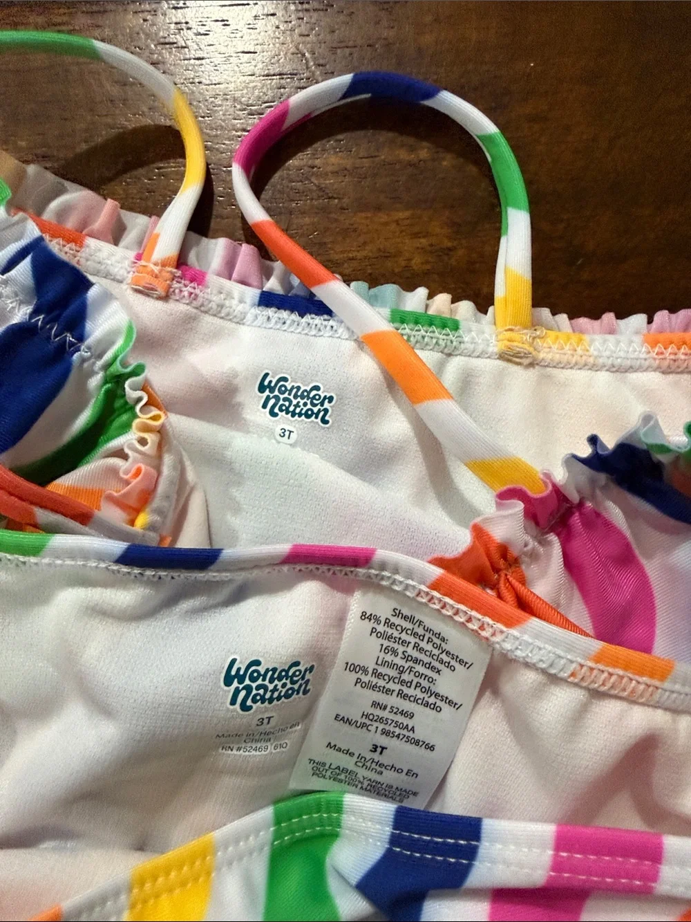 wonder nation Rainbow Wave Ruffle Tankini — Multicolor Stripes